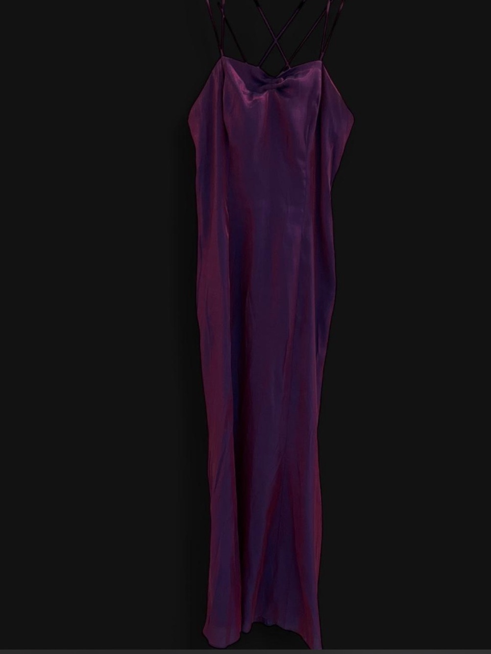 Alfred Angelo Deep Plum Satin Maxi Slip with Strappy Back